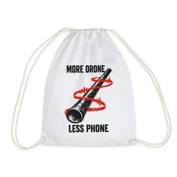 Mehr Drone, weniger Handy | Didgeridoo - Turnbeutel - Weiß - Vorne