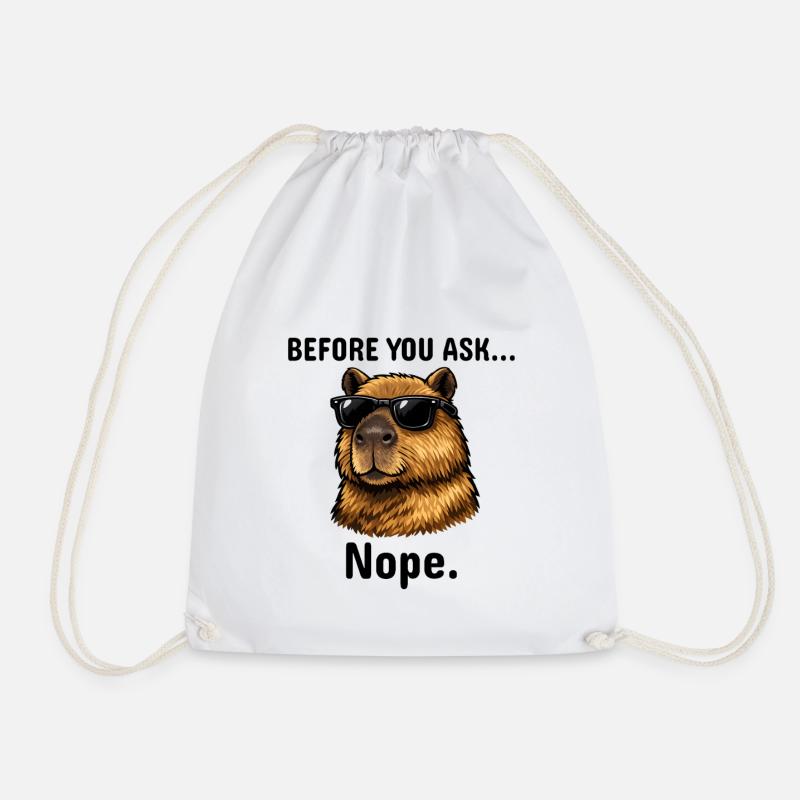 Capybara NOPE Not today Retro T-Shirt - Turnbeutel - Weiß