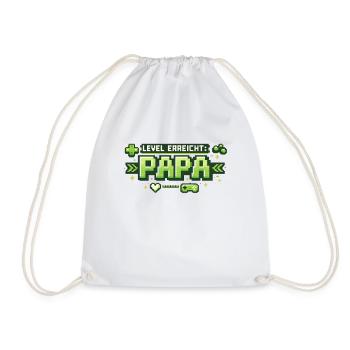 Level Reached Dad Gamer Gift - Drawstring Bag - white - Front