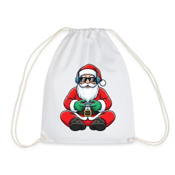 Père Noël joueur jouant à la manette de jeu vidéo - Sac de sport léger - blanc - Devant