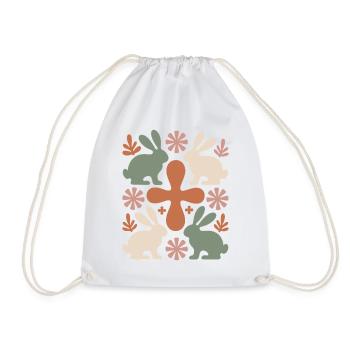 Easter Bunny Cross Pattern - Drawstring Bag - white - Front
