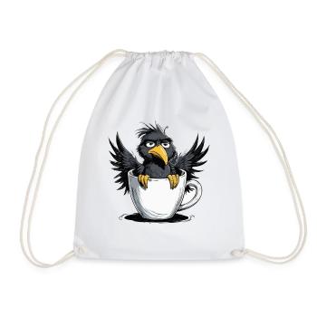 Matin, grognon, café, pas de désir, corbeau, mauvaise humeur, mauvaise humeur - Sac de sport léger - blanc - Devant