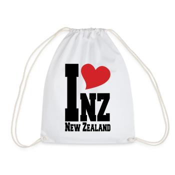 I Love New Zealand NZ Proud New Zealander Heart - Drawstring Bag - white - Front