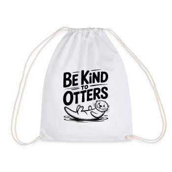 Be Kind to Otters - Drawstring Bag - white - Front
