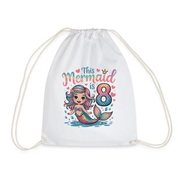 Mermaid 8th Birthday 8 Years - Drawstring Bag - white - Front