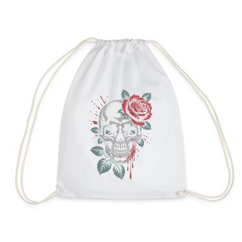 Rose sur le crâne : style de tatouage vintage sombre - Sac de sport léger - blanc - Devant