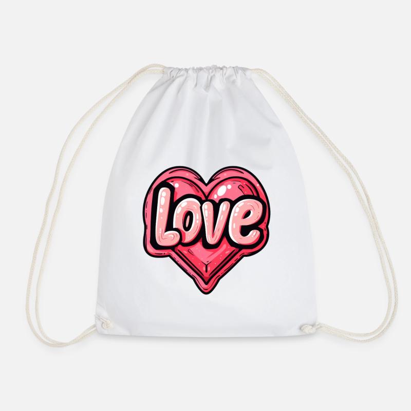 Love - Drawstring Bag - white