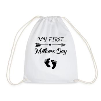 My First Mothers Day Pregnant Mom Shirt - Drawstring Bag - white - Front