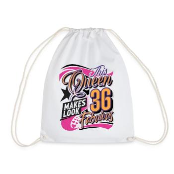 36th Birthday Queen - Drawstring Bag - white - Front