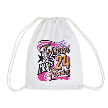 24th Birthday Queen - Drawstring Bag - white - Front