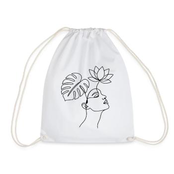 Minimalist Woman Line Art |Floral Botanical Design - Turnbeutel - Weiß - Vorne