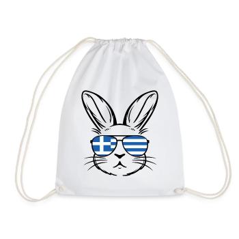 Griechische Oster-griechische Flagge Osterhase - Turnbeutel - Weiß - Vorne