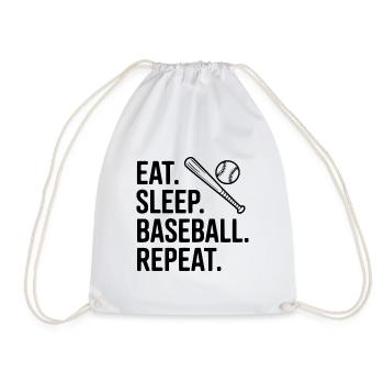 Eat. Sleep. Baseball. Repeat. - Drawstring Bag - white - Front