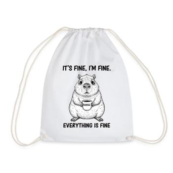 Its Fine Im Fine Coffee Capybara Humor - Drawstring Bag - white - Front