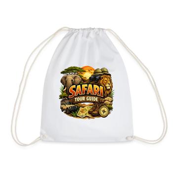 Safari Tour Guide – Wildlife Safari Adventure - Drawstring Bag - white - Front