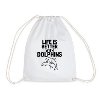 Life is Better with Dolphins - Drawstring Bag - white - Front