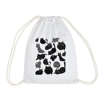 Midnight Cat Montage - Drawstring Bag - white - Front