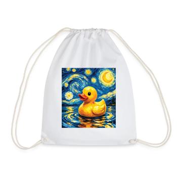 Nuit étoilée Art du canard en caoutchouc Amant du canard - Sac de sport léger - blanc - Devant