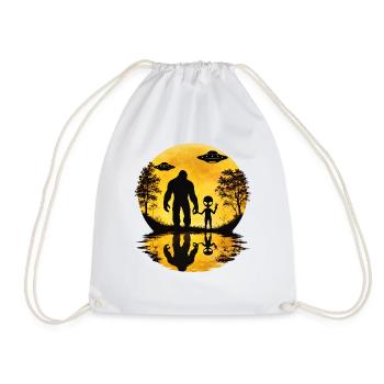 Alien Bigfoot UFO Sasquatch Believers Spaceship - Drawstring Bag - white - Front