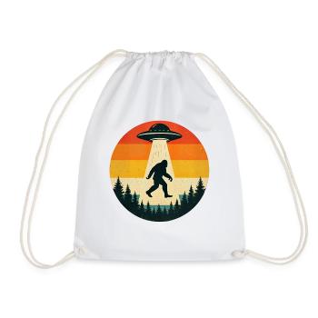 Alien Bigfoot UFO Sasquatch Believers Spaceship - Drawstring Bag - white - Front