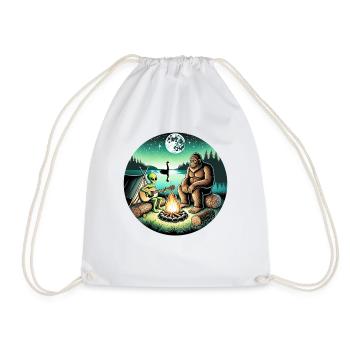 Alien Bigfoot UFO Sasquatch Believers Spaceship - Drawstring Bag - white - Front