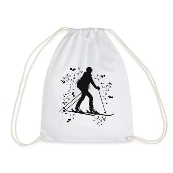 Alpine skier Winter sports Ski touring - Drawstring Bag - white - Front
