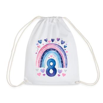 Anniversaire 8 Fille Arc-en-ciel Huit ans - Sac de sport léger - blanc - Devant