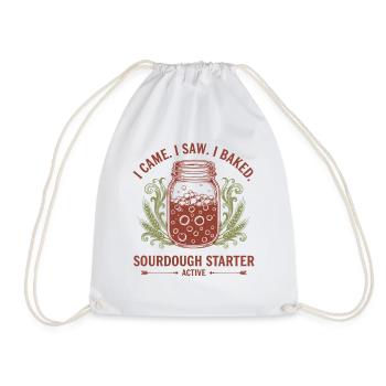 Sourdough I Came I Saw I Baked Sourdough Starter - Drawstring Bag - white - Front