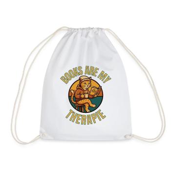 Les livres sont mon t-shirt de thérapie – T-shirt drôle de lecture de chat - Sac de sport léger - blanc - Devant