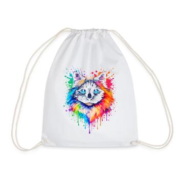 Ragdoll en néon | Art du chat Pop Art - Sac de sport léger - blanc - Devant