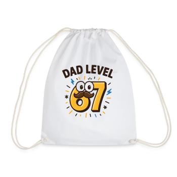Dad Level 67 Six Seven Meme Father Dad Humor - Drawstring Bag - white - Front