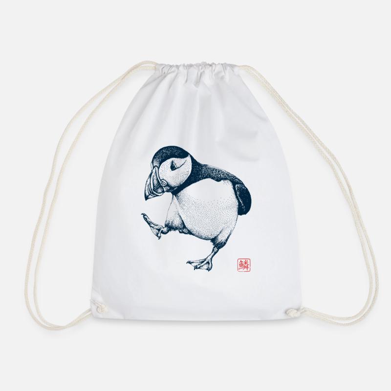 Puffin mit Kanji Stempel - Turnbeutel - Weiß