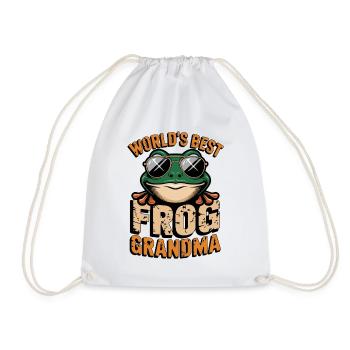 Worlds Best Frog Grandma Funny Frog Granny With - Drawstring Bag - white - Front