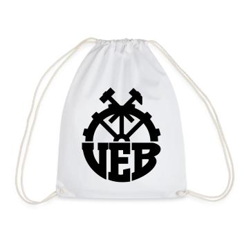 VEB Logo - Abzeichen der DDR (Farbe änderbar) - Turnbeutel - Weiß - Vorne