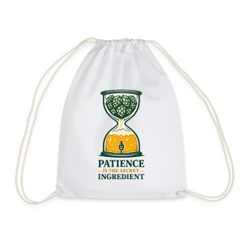 Patience Brews Flavor | Hobby brewing - Drawstring Bag - white - Front