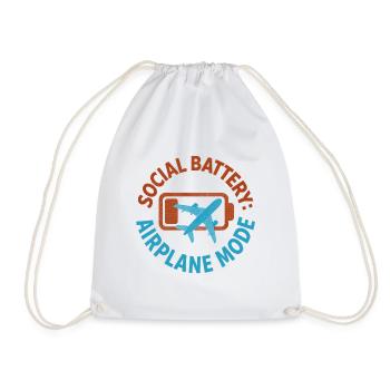 Social Battery Empty | Travel introvert - Drawstring Bag - white - Front