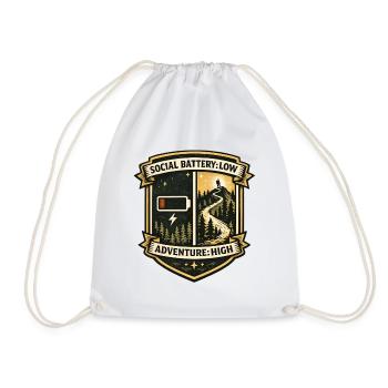 Social Battery Empty | Adventure High - Drawstring Bag - white - Front