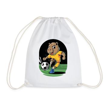  Lustiges Fußball Nagetier Maskottchen Tierischer - Turnbeutel - Weiß - Vorne