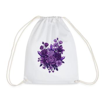 Violet Crystal Bouquet - Drawstring Bag - white - Front