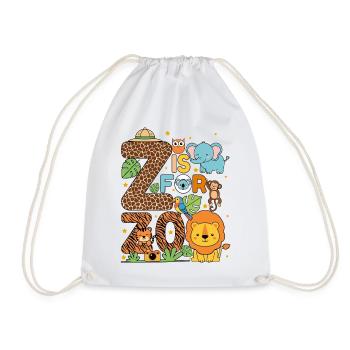 Animals Zoo Party Jungle Zoo Birthday Z Is For Zoo - Drawstring Bag - white - Front