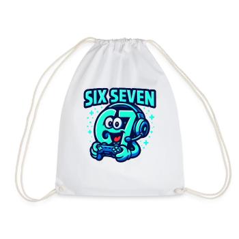 Six Seven Gamer Mascot Italian Brainrot Gaming - Drawstring Bag - white - Front