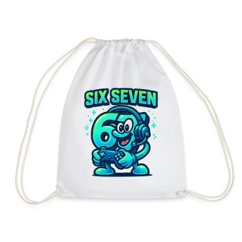 Six Seven Gamer Mascot Italian Brainrot Gaming - Drawstring Bag - white - Front