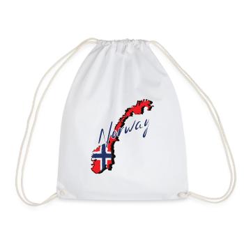 Map with Norway flag, I love Norway - Drawstring Bag - white - Front