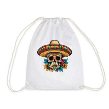 Sugar Skull Floral Sombrero - Turnbeutel - Weiß - Vorne