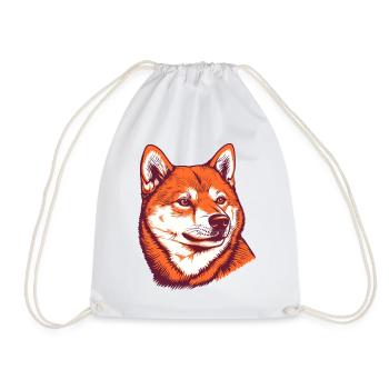 Shiba Inu Portrait - Drawstring Bag - white - Front