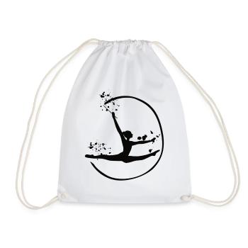 Gymnast With Band Rhythmic Gymnastics - Drawstring Bag - white - Front