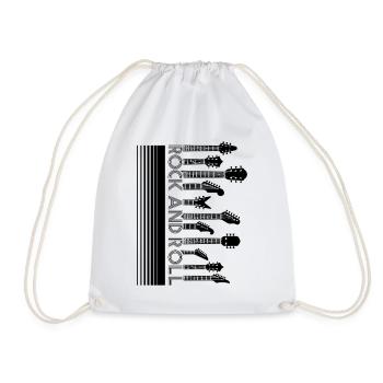 Rock and Roll Electric Guitar Headstocks Retro Art - Drawstring Bag - white - Front