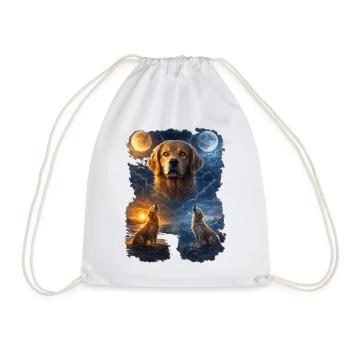 Golden Retriever Two Moons - Drawstring Bag - white - Front