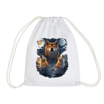 Shiba Inu Zwei Monde - Turnbeutel - Weiß - Vorne