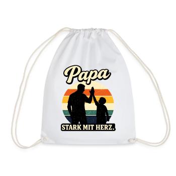 Papa Stark mit Herz Vater Kind Retro Motiv - Turnbeutel - Weiß - Vorne